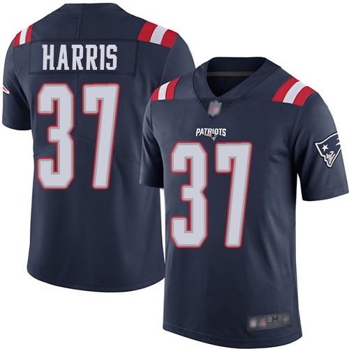 New England Patriots Football 37 Rush Vapor Limited Navy Blue Men Damien Harris NFL Jersey